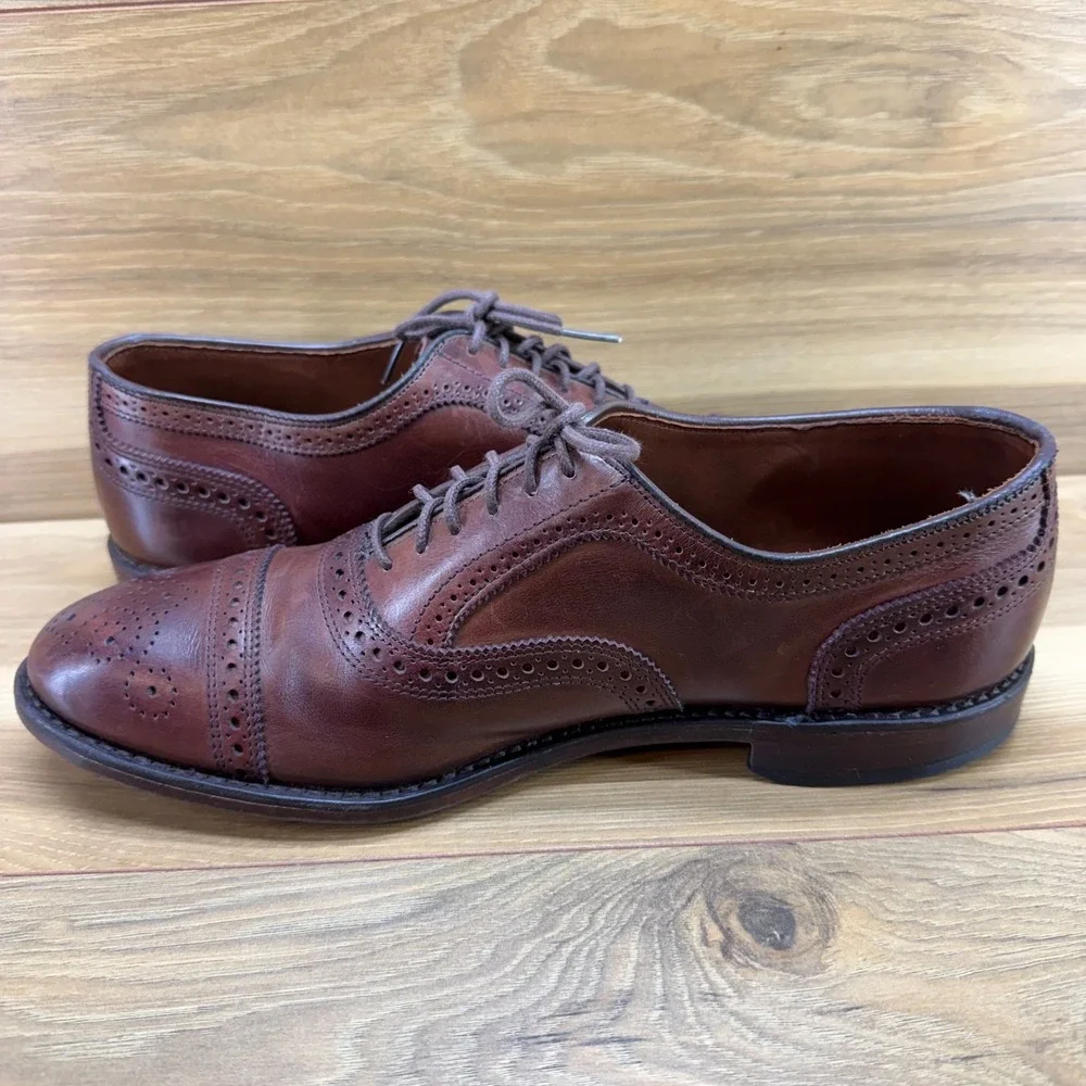 Allen Edmonds Strand Oxford Mens 10 D Mahogany Leather Cap Toe Balmoral 4630